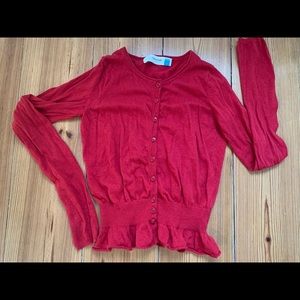 Red cardigan